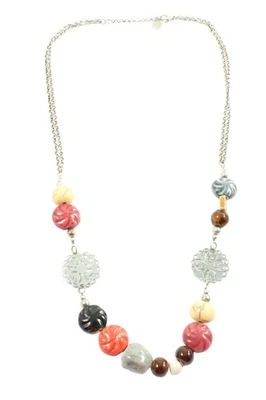 SW Collier Donna argento-rosso-marrone elegante - Immagine 1 di 4