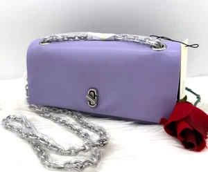 AUTÉNTICO NUEVO CON ETIQUETAS Bandolera Marc Jacobs The Dual Mini Correa de Cadena de Cuero en Lila - Imagen 1 de 18