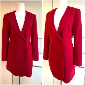 Business Kleid Blazerkleid Rot mit Köpfen 40 / 42 Schulterpolster 80er Stil - Bild 1 von 7