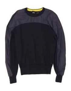 HUGO BOSS Mens Crew Neck Jumper Sweater Small Navy Blue Virgin Wool CO02 - Picture 1 of 4