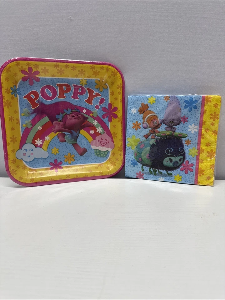 DreamWorks Trolls: 8 platos de fiesta y servilletas de 16 piezas Foto 1 de 1