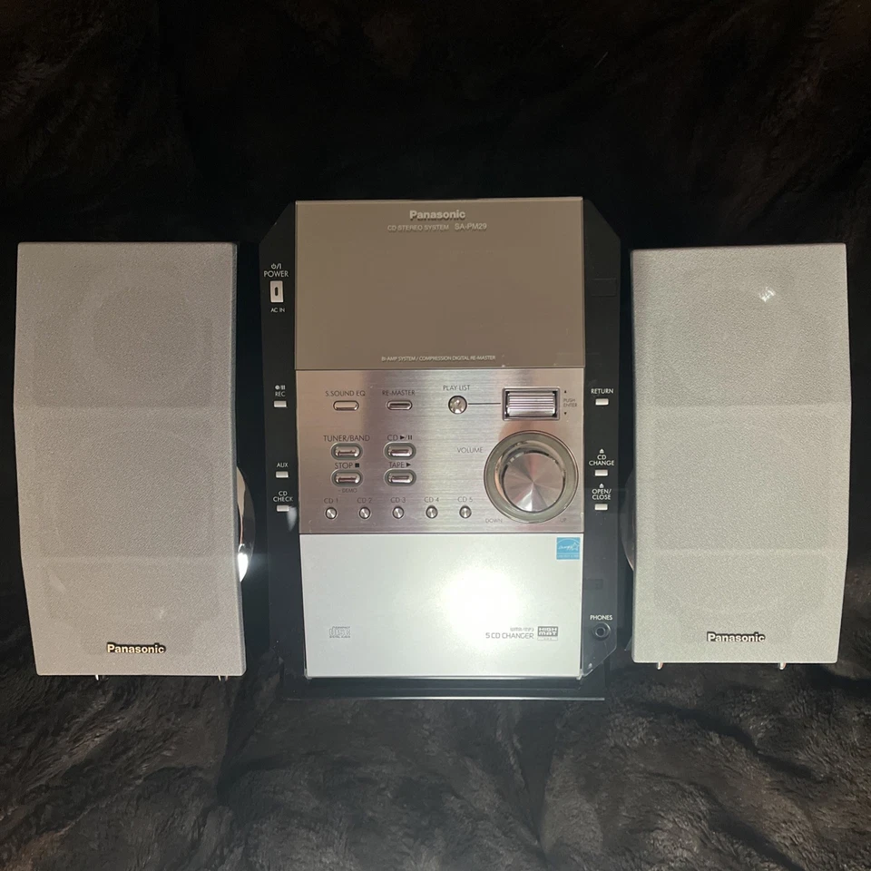 Panasonic SA-PM29 Compact Stereo System-5 CD-Cassette-No Remote-TestedWorks AMFM - Image 1 of 4
