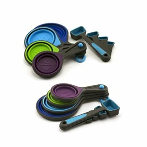 Collapsible Silicone Measuring Cups & Measuring Spoons Baking Safe 8-Piece - NEW - Picture 1 of 14