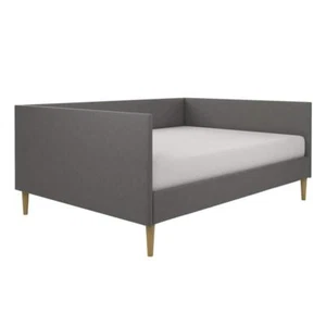 DHP Upholstered Queen Size Daybed 33" x 62.5" in Gray Linen w/ Wood Slat Base - Picture 1 of 8