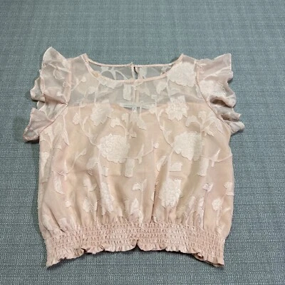 Top Cupcakes Cachemira Mujer Pequeño Rosa Caprichoso Manga Volantes Romántico Floral Foto 1 de 4