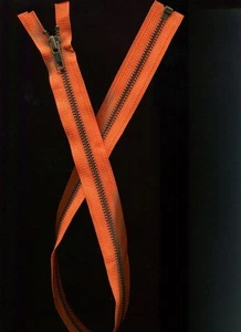 28 inch Orange & Antique Brass Metal #5 YKK Separating Zipper New! - Picture 1 of 1