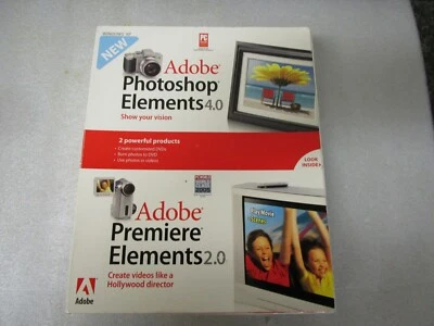 Adobe Photoshop Elements 4.0 & Adobe Premiere 2.0 Factory Sealed Retail Box - Image 1 of 4