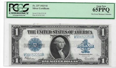 1923 $1 Silver Certificate : PCGS 65 PPQ Great Montana Collection - Image 1 of 2