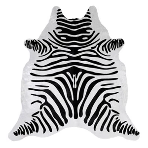 Tappeto in vera pelle di mucca 8x7 piedi stampa ZEBRA BIANCO E NERO stampato capelli naturali pelle di mucca - Foto 1 di 3