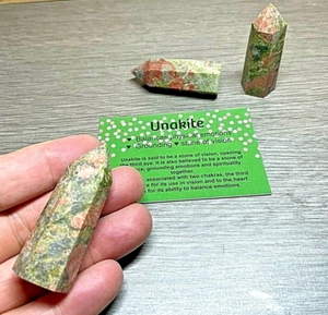 UNAKITE POLISHED OBELISK POINT HEALING REIKI + card - Picture 1 of 8