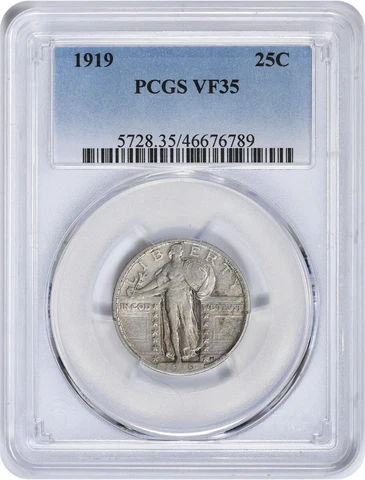 1919 Standing Liberty Silver Quarter VF35 PCGS Cover