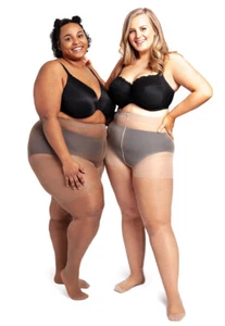 20 Denier Tights Plus Size Sheer Lycra XXL Wide Black Beige Coffee Almond 3 PACK - Picture 1 of 19