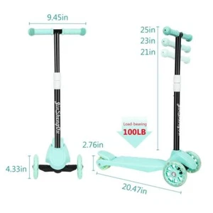 3 Wheels Kids Kick Scooter w/ Light-Up Wheels Adjustable Height Girls Boys Gifts - Picture 1 of 5