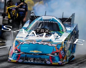 COURTNEY FORCE BLUE TRAXXAS FUNNY CAR BURNOUT 8X10 GLOSSY PHOTO #2S - Picture 1 of 1