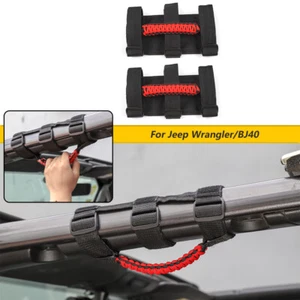 Black/Red Roll Bar Grab Handles Cover Grips Trim For Jeep Wrangler TJ JK JL 2pcs - Picture 1 of 9