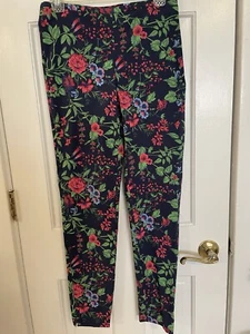 Pantalones florales J. McLaughlin elásticos azul marino talla 2 - Imagen 1 de 10