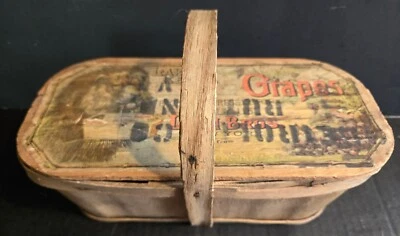 Antique American Primitive Gathering Basket Paper label  - Image 1 of 4