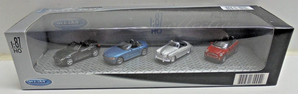 WELLY Premium Collection H0 Modellfahrzeug-Set MB Mini Porsche BMW 4-tlg #F11# - Immagine 1 di 1