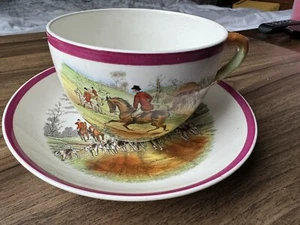 Copeland Spode Cup & Saucer “Homeward” & “Full Cry” Hunting Scenes England - Picture 1 of 16