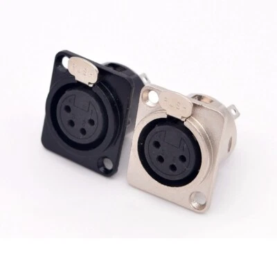 10pcs XLR 4 Pin Female Chassis Jack Panel Mount Connector Socket Plug Microphone - Photo 1/4