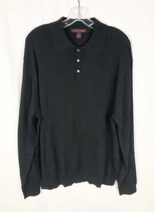 Linea Uomo Men Wool Blend Polo Black Sweater size XL Long Sleeve - Picture 1 of 5