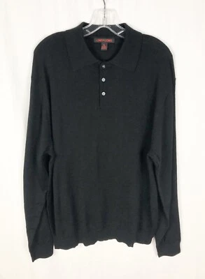 Linea Uomo Men Wool Blend Polo Black Sweater size XL Long Sleeve - Image 1 of 4