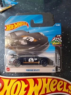 Hot Wheels ~ Porsche 911 GT3, Short Card, Black.  More BRAND NEW Porsche Listed! - Image 1 of 4