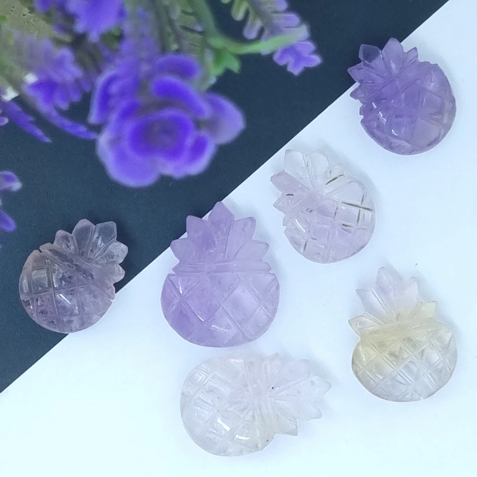 Natural Untreated 18 To 22 mm Pineapple Carved Ametrine 6 Pcs Jewelry 80.70 Ct - Image 1 of 4