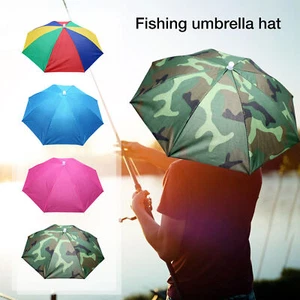 Sun Umbrella Hot Outdoor Fishing Hat Foldable Head Headwear Camping Cap Golf - Picture 1 of 15
