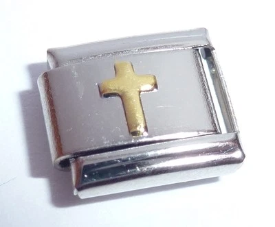 Italienischer Charm GOLDKREUZ - Faith Love Hope passt klassische Größe Armbänder N207 9 mm  - Bild 1 von 4