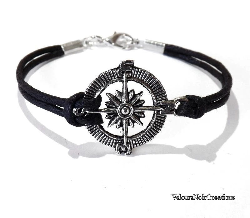 bracciale uomo donna rosa dei venti navy mare steampunk  bussola nautico  - Immagine 1 di 1