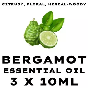 Bergamot Essential Oil 3 x 10ml - Value Pack for Diffusers & Home Fragrance - Picture 1 of 1