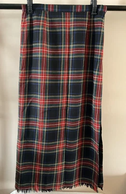 Rafaella 100% шерсти красный тартан клетку макси юбка размер 10 карандаш прямой стороне разрез - Изображение 1 из 4