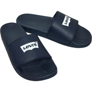 Levi's Mens June Batwing Sliders Navy Blue Summer FlipFlop Sandals Size UK 6-6.5 - Picture 1 of 4