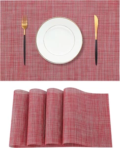 Red Placemats Set of 4 - Heat Resistant Non-Slip Place mats for Dining Table, Wa - Picture 1 of 12