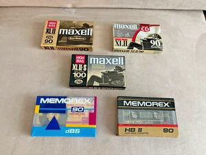 Vintage 5  Blank Cassette Tapes Sealed 3 Maxell 2 Memorex - Picture 1 of 4