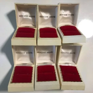 Lot of 6 Vintage Retail Ring Boxes Plastic/Velvet Red - Picture 1 of 9
