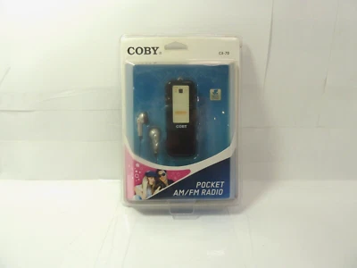Coby CX-70 Pocket AM/FM Radio New - Ultra Slim W/ Headphones FREE SHIPPING - Image 1 of 4