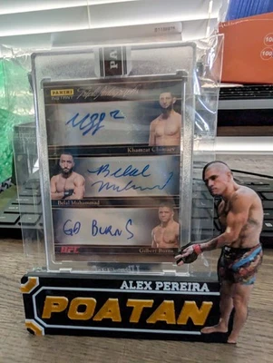 2022 Panini Instant 1/1 Khamzat Chimaev Belal Muhammad Gilbert Burns Triple Auto - Image 1 of 2