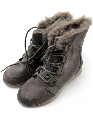 Sorel Women Explorer Joan Boots 9.5 Gray New Leather Winter Insulated Waterproof - Image 1 of 4