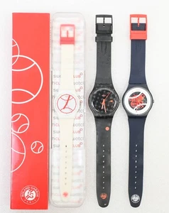 Lote de 3 relojes Swatch ROLAND GARROS Abierto de Francia Tenis Blanco Negro Azul - Imagen 1 de 12