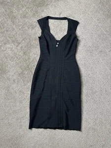 Women’s Dress Herve Leger Knee Length Knitted Sleeveless Bandage Black, Size S - Picture 1 of 12