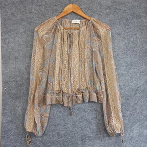 Zimmermann Top Womens Size 0 Brown Lace Boho Sheer Designer Evening Blouse - Picture 1 of 15