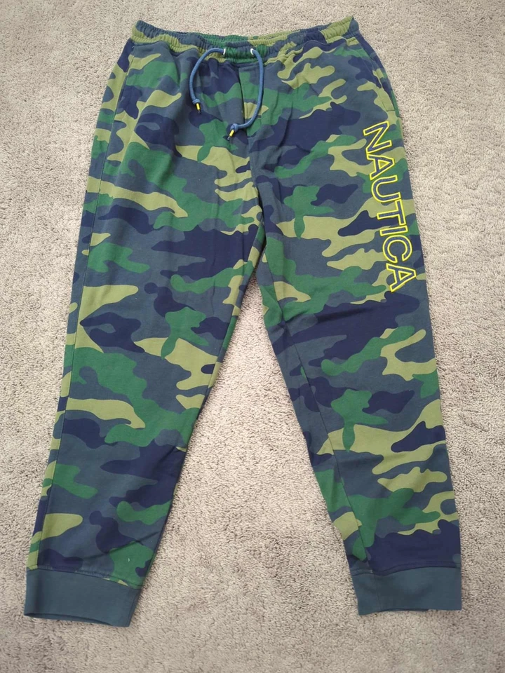 Calça de moletom Nautica masculina 2XLT ALTA verde camuflada joggers atlética casual - Imagem 1 de 4