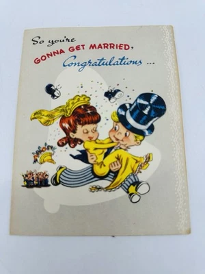 Tarjeta de boda Pop-up SUCKER, Getting Married, Comic -1948 vintage NOVO RISE Foto 1 de 4