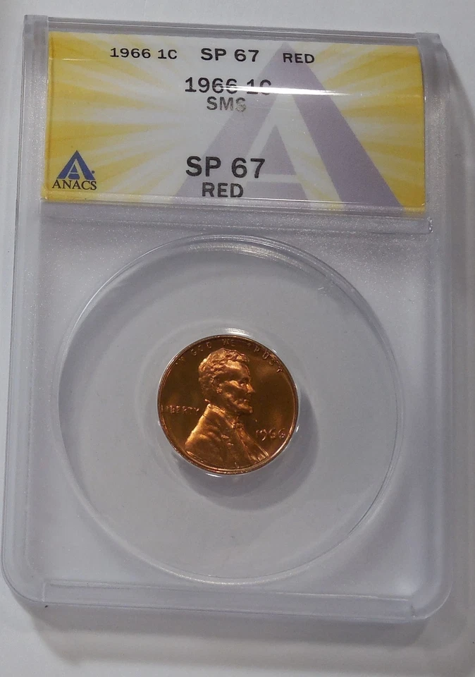 1966 SMS LINCOLN Cent ANACS SP 67 RD - Image 1 of 2