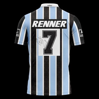 Camiseta deportiva clásica retro autografiada de Paulo Nunes Grêmio 1995 con certificado de autenticidad Foto 1 de 4