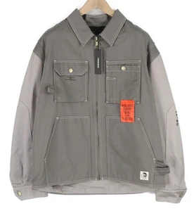 DIESEL J-Howe-LS Men's L Grey Jacket Zip Front Polo Neck Logo Lined Light - Picture 1 of 14