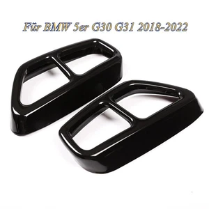 Für BMW 5er G30 G31 2018-2022 Schwarz Auspuffblenden Edelstahl Auspuff Abdeckung - Bild 1 von 9