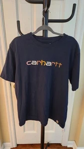 Carhartt Embroidered Spellout Round Neck Short Sleeve Shirt Mens Large Blue L/G - Picture 1 of 8